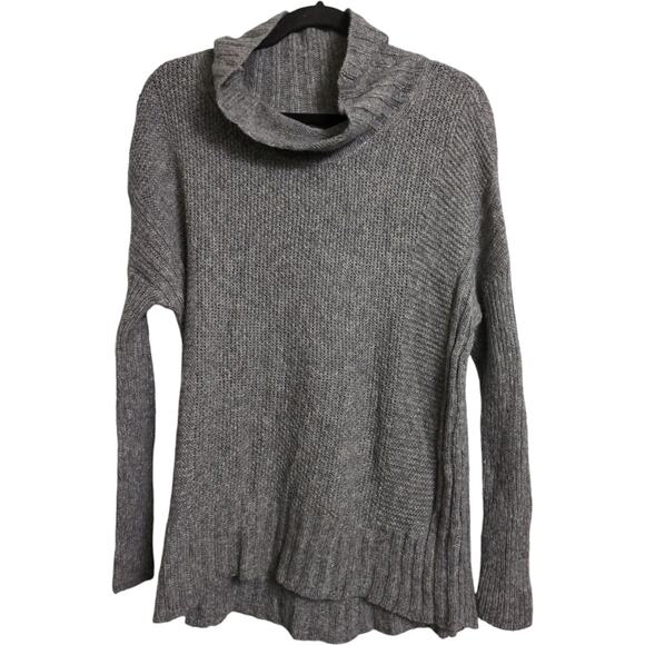 Eileen Fisher Grey Long Sleeve Mock Turtleneck Knit Wool Camel Sweater Size XS - Picture 1 of 6